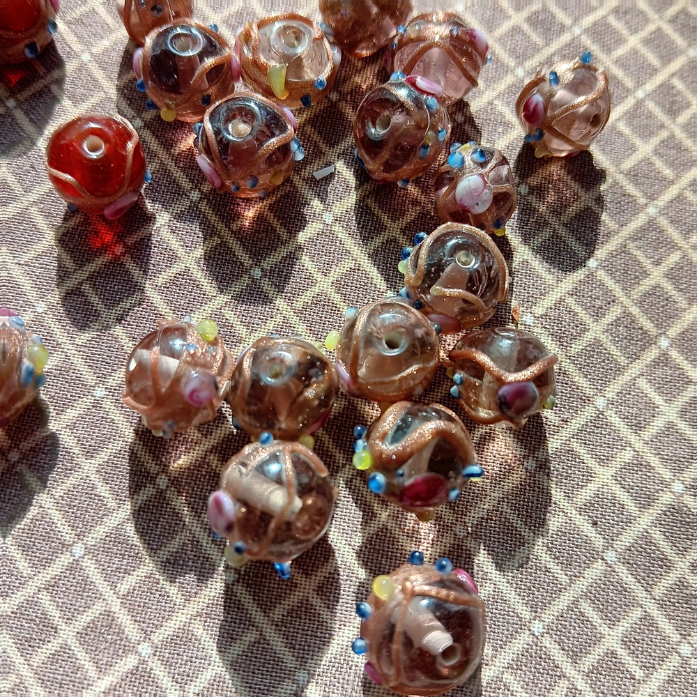 31 Bohemian, Vintage Glass Beads, Hand Crafted, Multi Colors, From Europe.